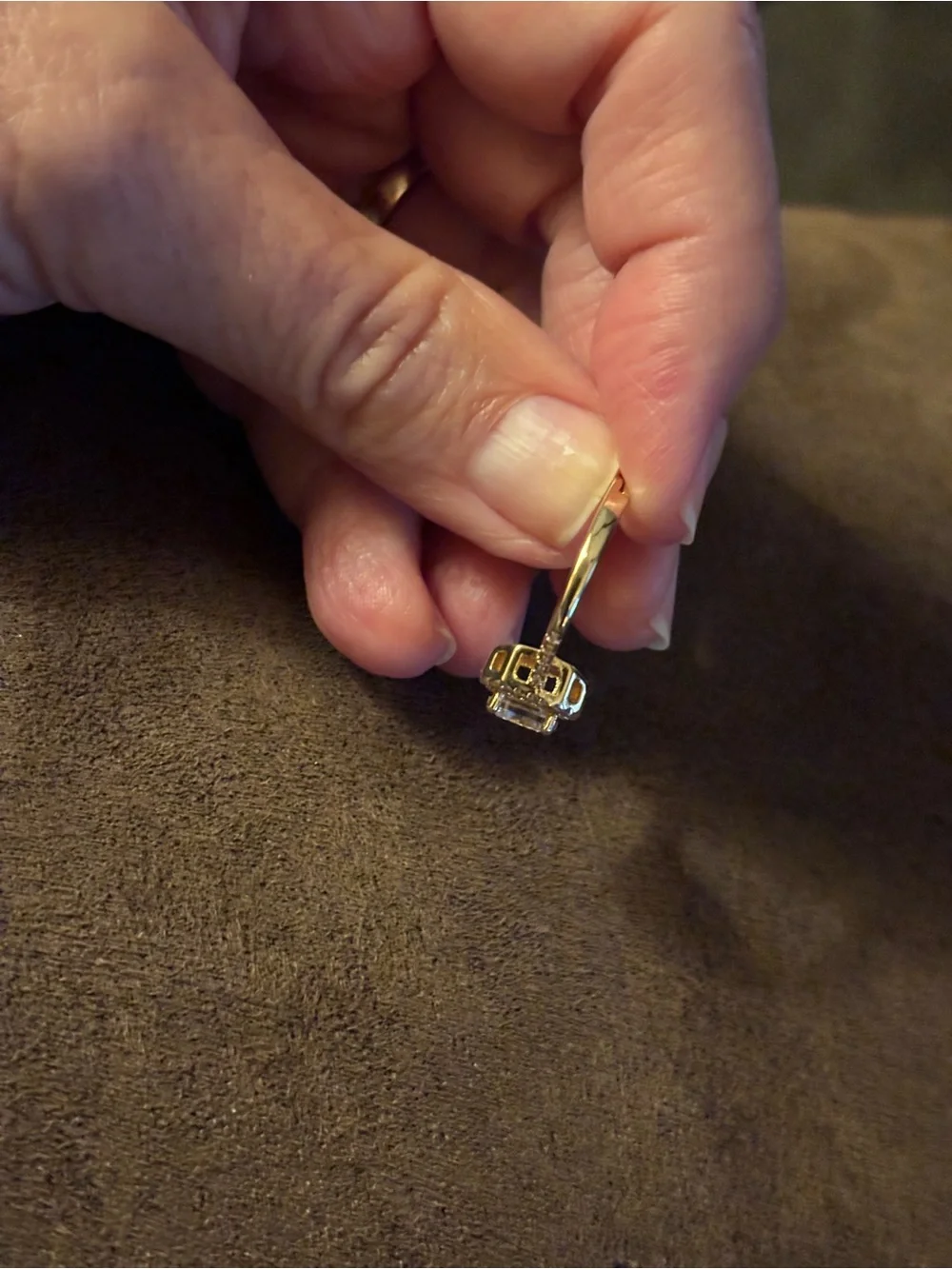 Gold Halo Solitaire Ring with Clear Center Stone